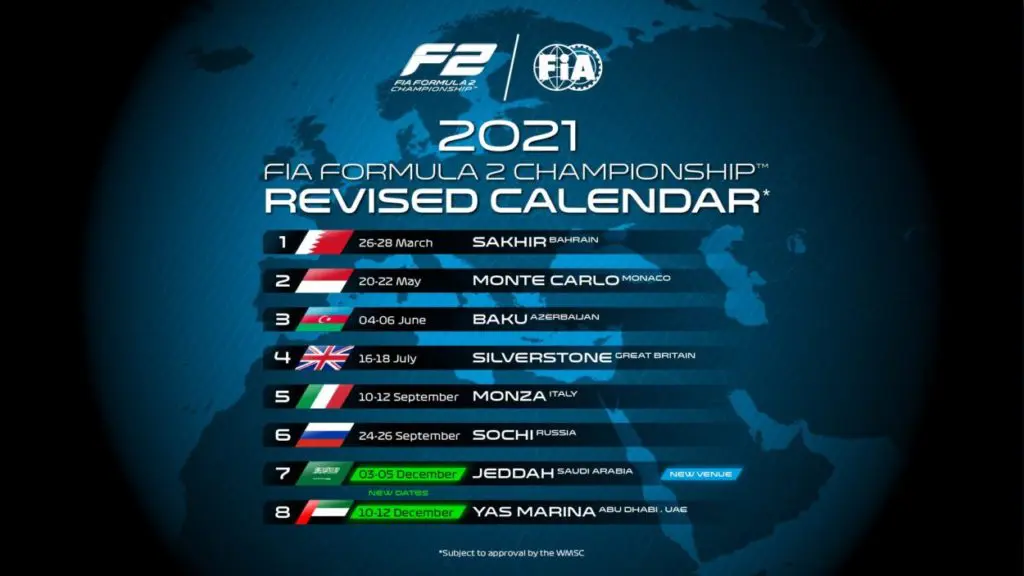 F2 | Cambiano le date dei round di Arabia Saudita e Abu Dhabi calendario F2 abu dhabi