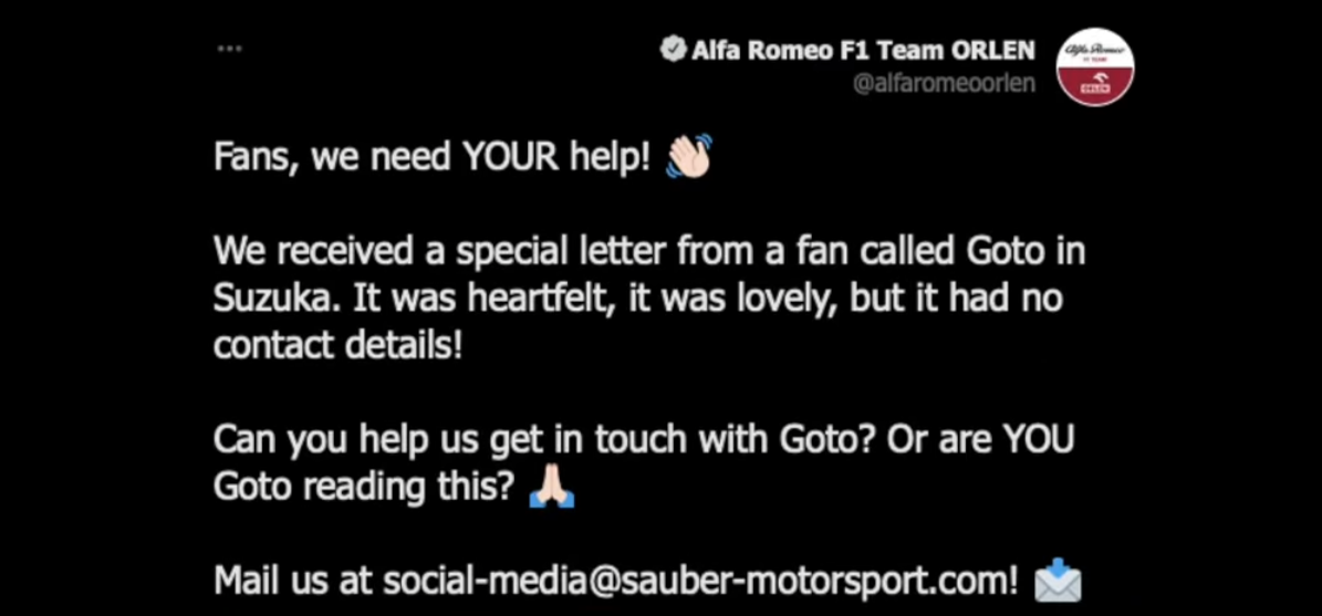 F1 | Non solo polemiche. Da Suzuka la tenera storia di Goto, un piccolo fan giapponese F1 | Non solo polemiche. Da Suzuka la tenera storia di Goto, un piccolo fan giapponese