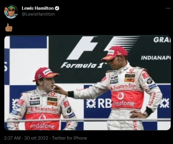 F1 | Hamilton replica (in silenzio) su Twitter ad Alonso. Risposta piccata o messaggio distensivo?