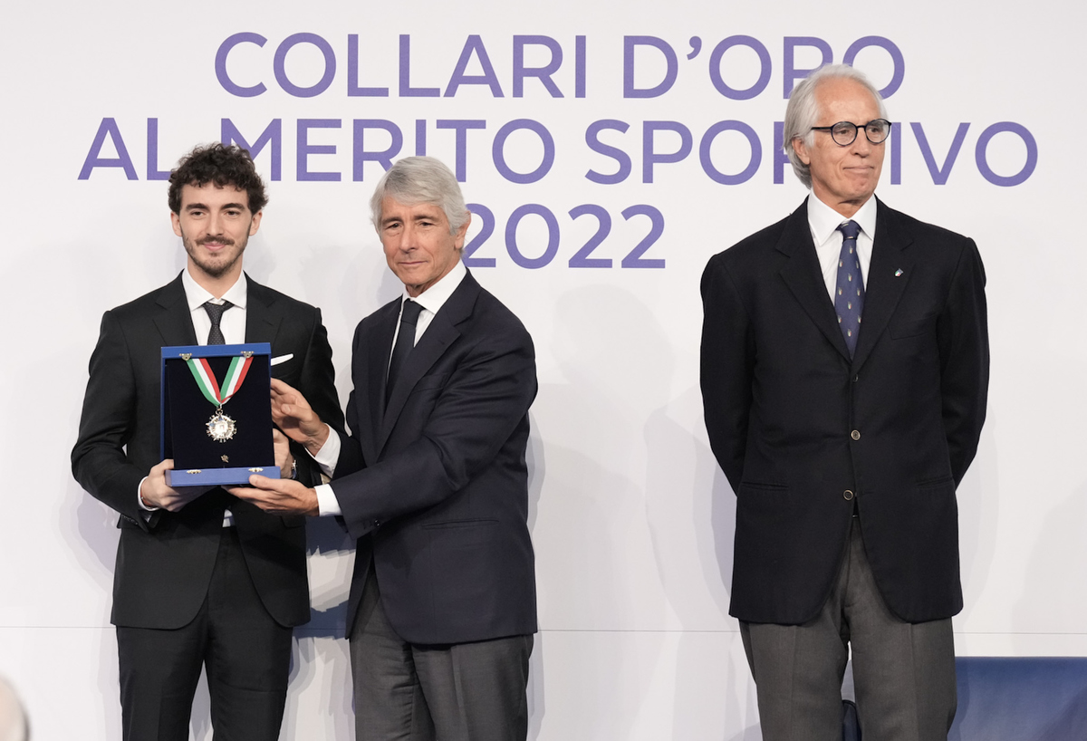MotoGP | Francesco Bagnaia premiato dal CONI col Collare d'Oro al Merito Sportivo