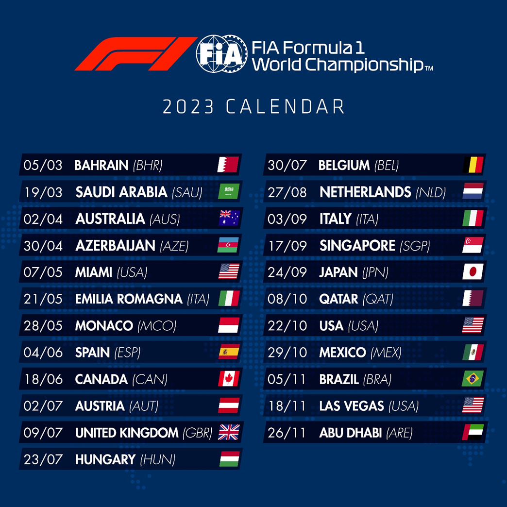 F1 | Nessun rientro della Cina. Confermato il calendario di 23 gare per il 2023